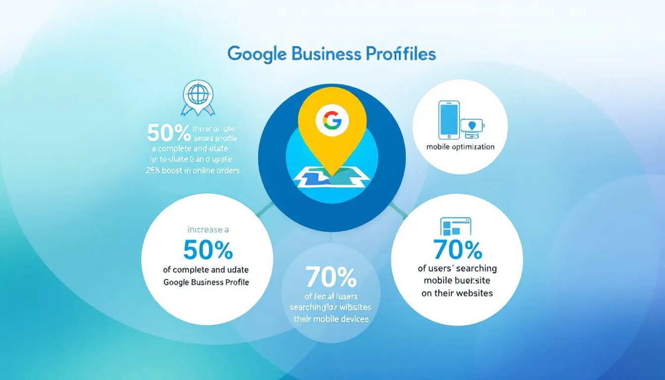 A visual representation of optimizing a Google Business Profile for local search.