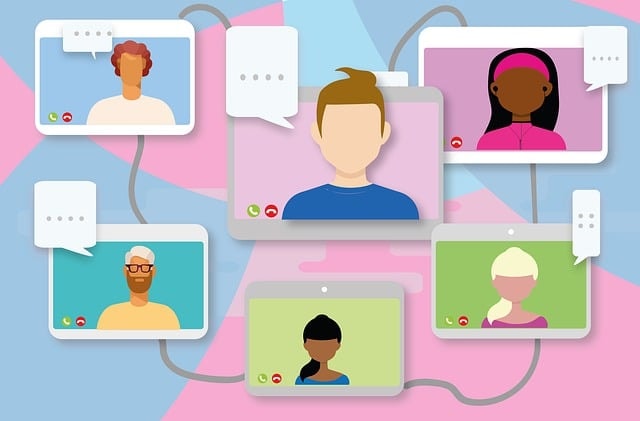 video conference, call, video call, home office, influencer, technology, screen, laptop, computer, online, digital, communication, speak, balloon, discussion, women, men, video call, influencer, influencer, influencer, influencer, influencer