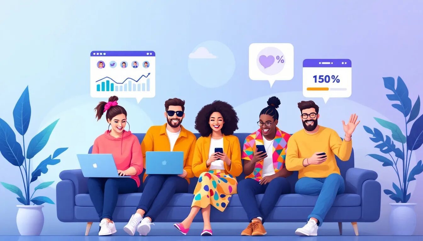 Micro-influencers engaging with their audience on social media platforms.