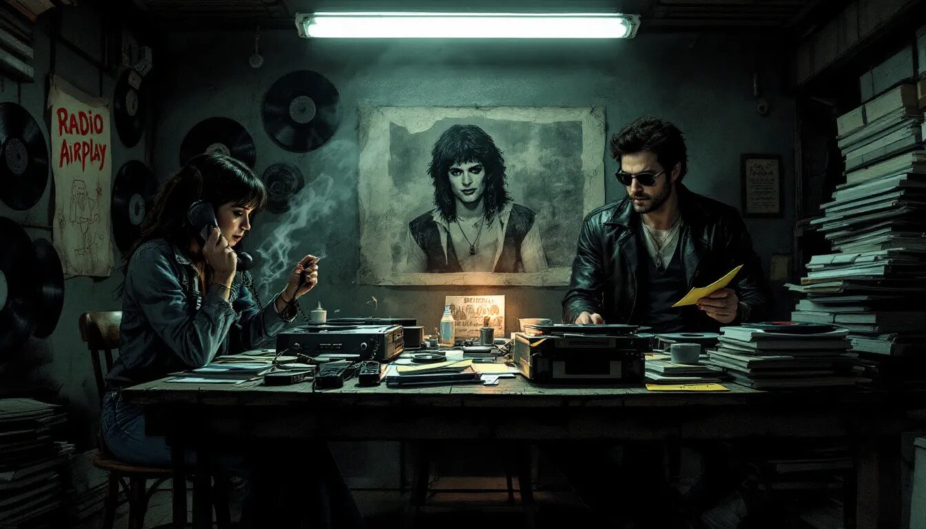 An illustration depicting the promotion of published work in various media channels.