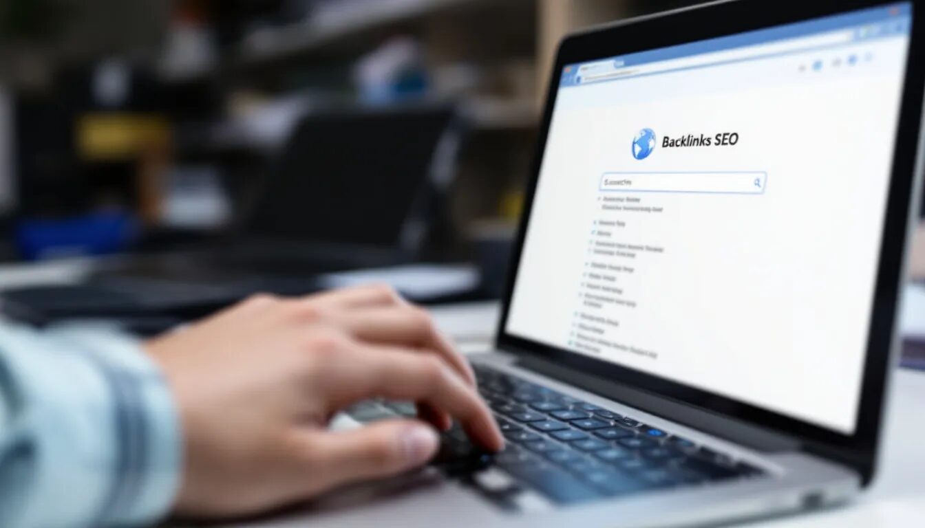 In the image, various elements representing backlinks and SEO strategies are depicted, including high-quality backlinks, link building opportunities, and the importance of anchor text in search engine optimization. The visual emphasizes the role of both dofollow and nofollow links in enhancing search rankings and driving referral traffic to authoritative websites.